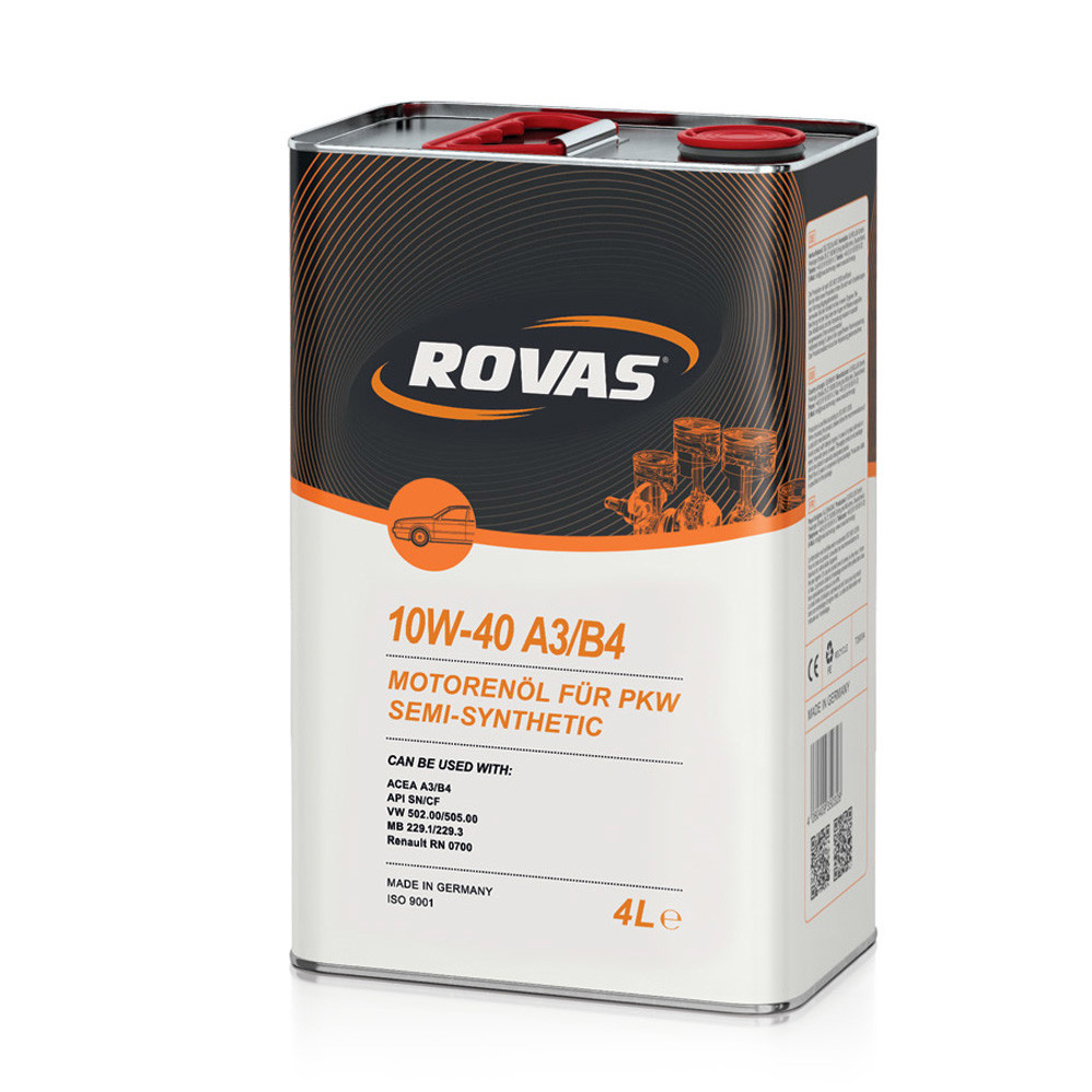 Моторное масло Rovas 10W-40 A3/B4 полусинтетика 4л (110057)