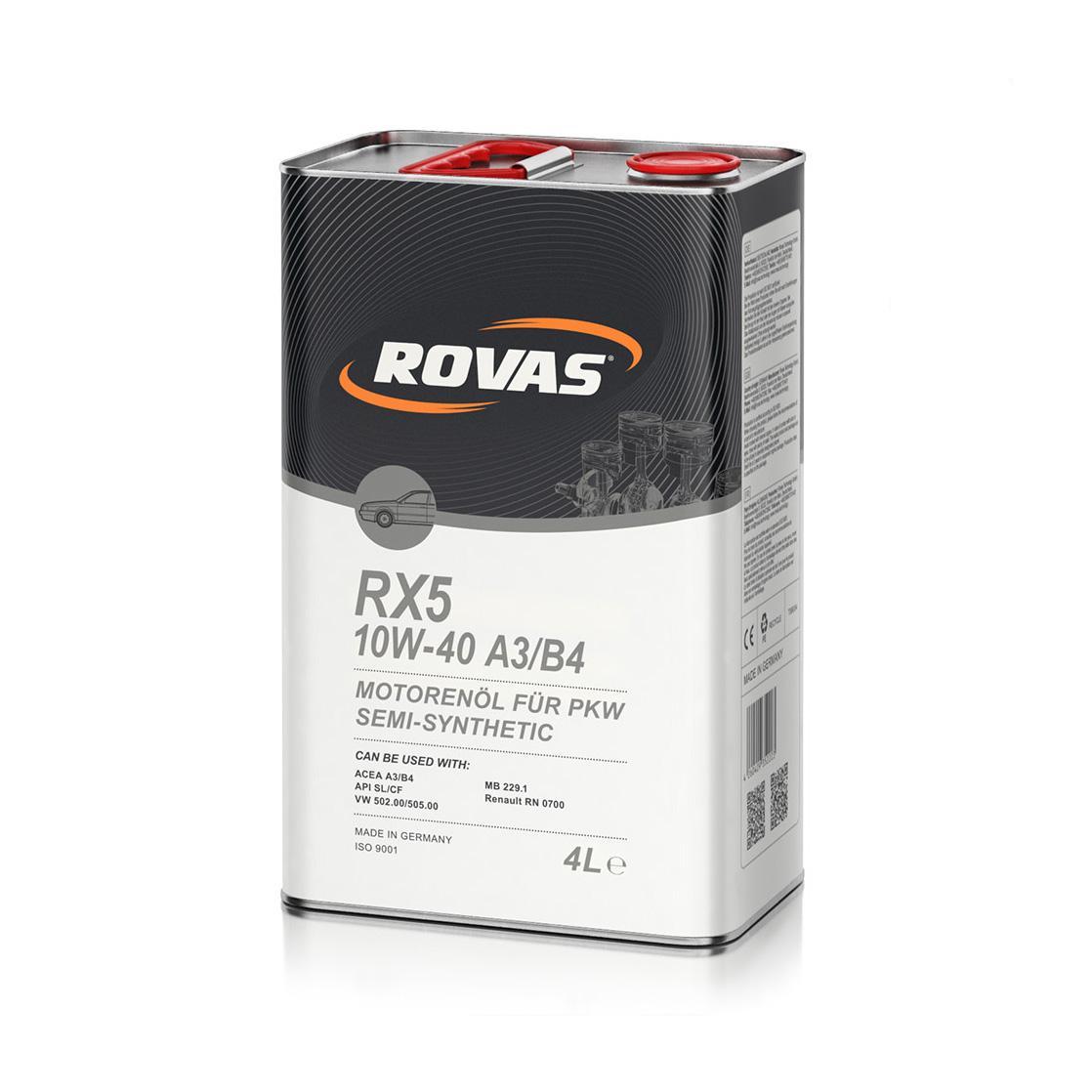 Моторное масло Rovas RX5 10W-40 A3/B4 полусинтетика 4 л (6274)