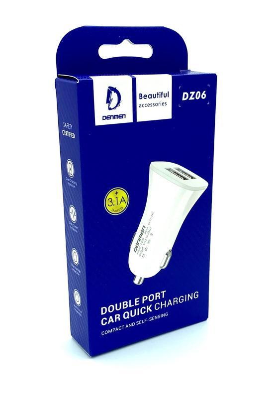 Автомобільний зарядний пристрій для Denmen DZ06 Super Fast 2 USB 2.4 A Швидке заряджання Чорний