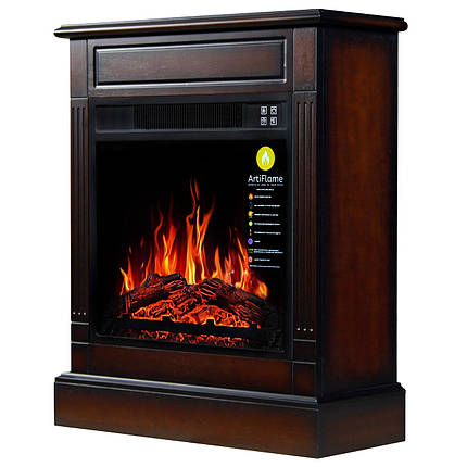Підлоговий декоративний електрокамін з обігрівом, камінокомплект ArtiFlame SOFIA AF18 махагон коричневий антик, фото 1