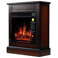 Підлоговий декоративний електрокамін з обігрівом, камінокомплект ArtiFlame SOFIA AF18 махагон коричневий антик