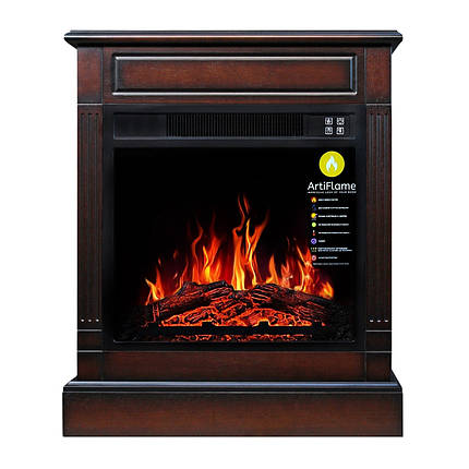 Підлоговий декоративний електрокамін з обігрівом, камінокомплект ArtiFlame SOFIA AF18 махагон коричневий антик, фото 2
