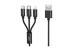 Кабель 3 в 1 RC-131 USB — Micro, Lightning і Type C