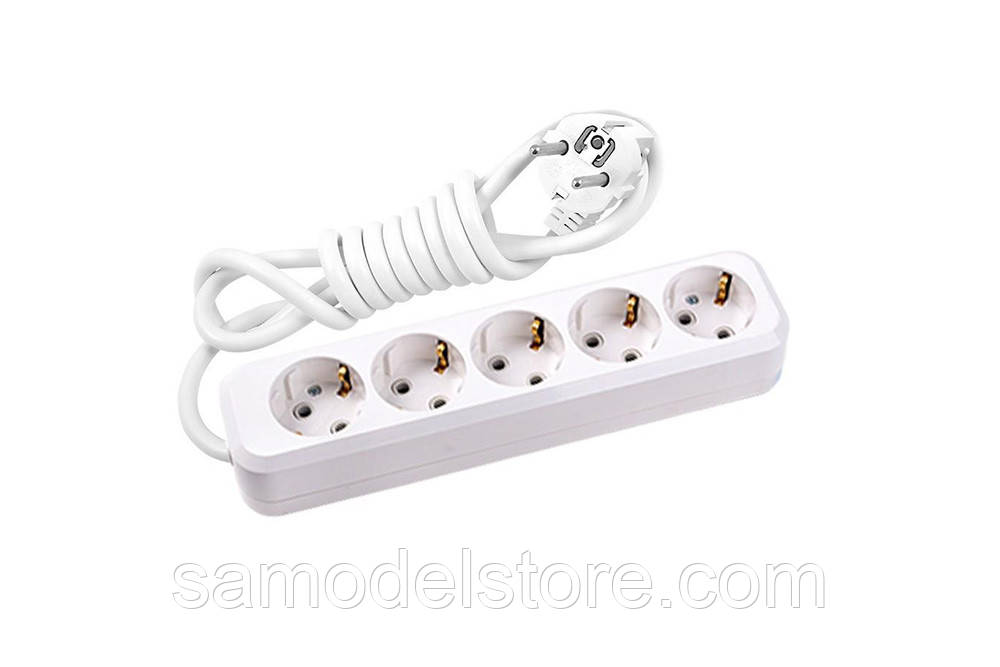 Мережевий подовжувач 5 секунд, із заземленням 3 м., фото 1