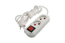 Мережевий подовжувач 2 гнізда, без уземлення з вмикачем