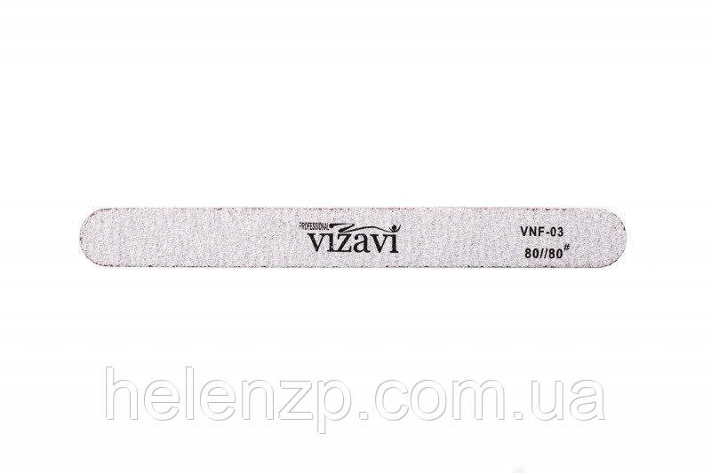 Пилка Vizavi пряма вузька для штучних нігтів, абразивність 80/80 VNF-03