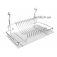 Сушарка для посуду настінна навісна хром із піддоном