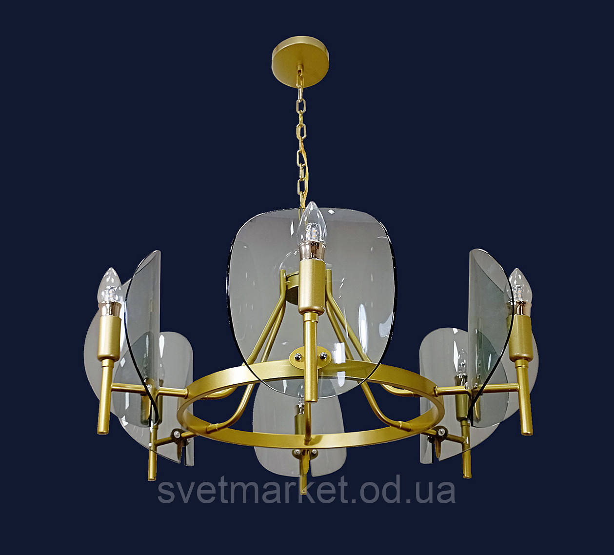 Сучасна підвісна люстра 756LPR0032-6 GD+BK