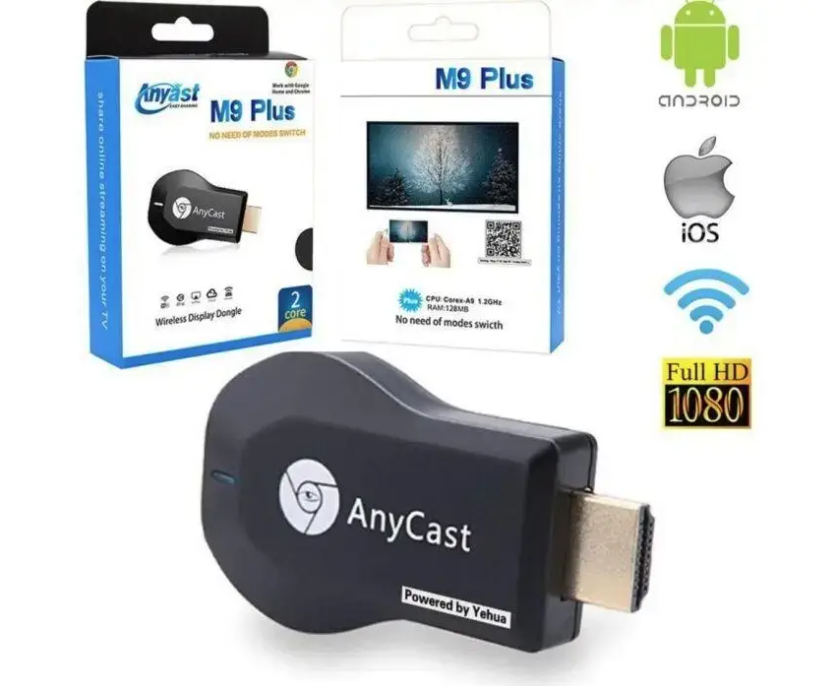 Wi-Fi HDMI ресивер AnyCast M9 Plus для проєкторів і ТВ, Плеєр із вбудованим WiFi модулем для iOS/And