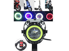 Світлодіодна фара для мотоцикла Mini U7 Motorcycle Angel Eyes 2 шт. Чорний