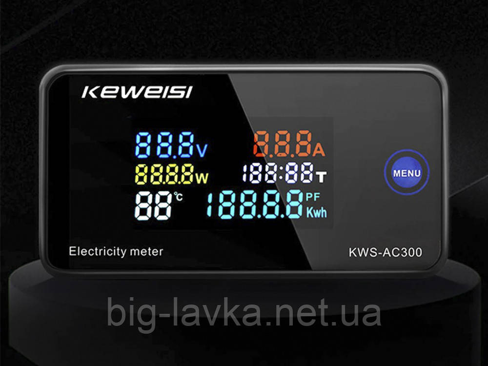 Вимірювач вольтметр амперметр ватметр Keweisi KWS AC 50-300V 100A 100A Opening Чорний