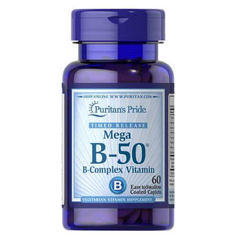 Комплекс вітамінів групи B, Puritan's Pride Vitamin B-50 Complex 60 табл