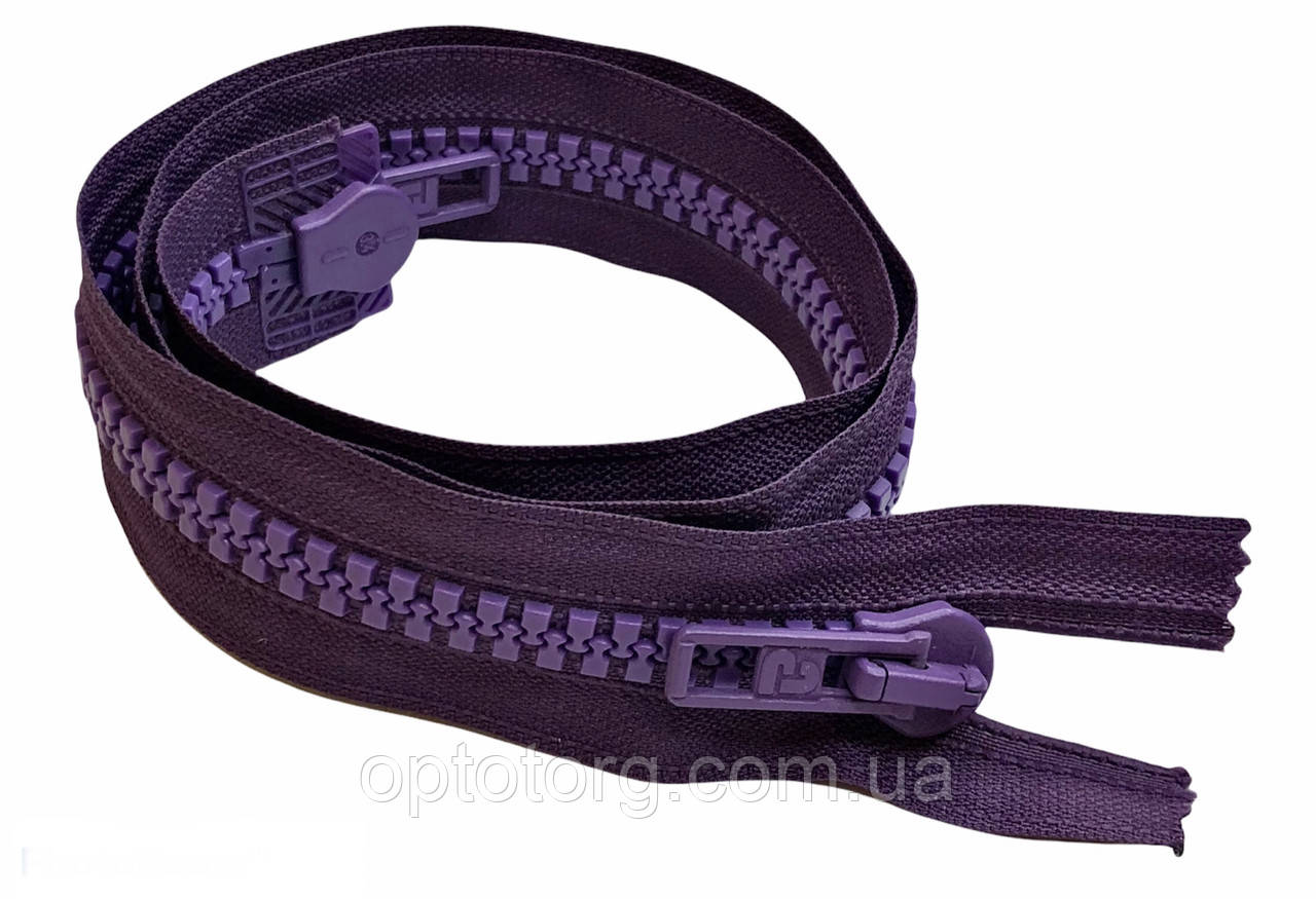 Блискавка тракторна Фіолетовий 75см Тип 10 пластикова разьемная на два бігунка