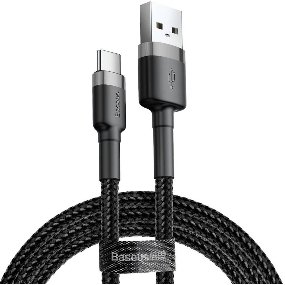 Кабель USB Baseus Cafule Type-C 2A 3m, Gray+Black (CATKLF-UG1), фото 1