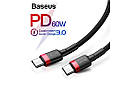 Кабель USB Baseus Cafule Type-C 3A 1m, Black+Red (CATKLF-G91), фото 5