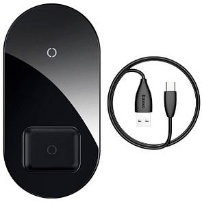 Бездротовий зарядний пристрій Baseus Simple 2in1, Black (WXJK-01)