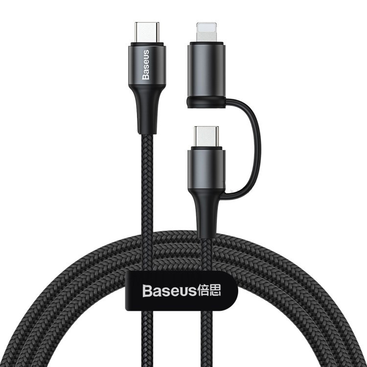 Кабель Baseus Twins 2 in 1 Type-C to Type-C 60W+iP 1m, Black (CATLYW-01)