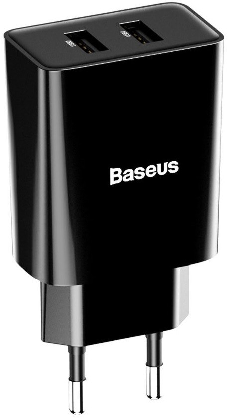 Сетевое ЗУ Baseus Mini Dual U Charger 10.5W, Black (CCFS-R01), фото 1