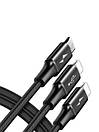 Кабель Baseus Rapid Series 3-in-1 Cable Micro+Dual Lightning 3A 1.2м, Black (CAMLL-SU01), фото 5