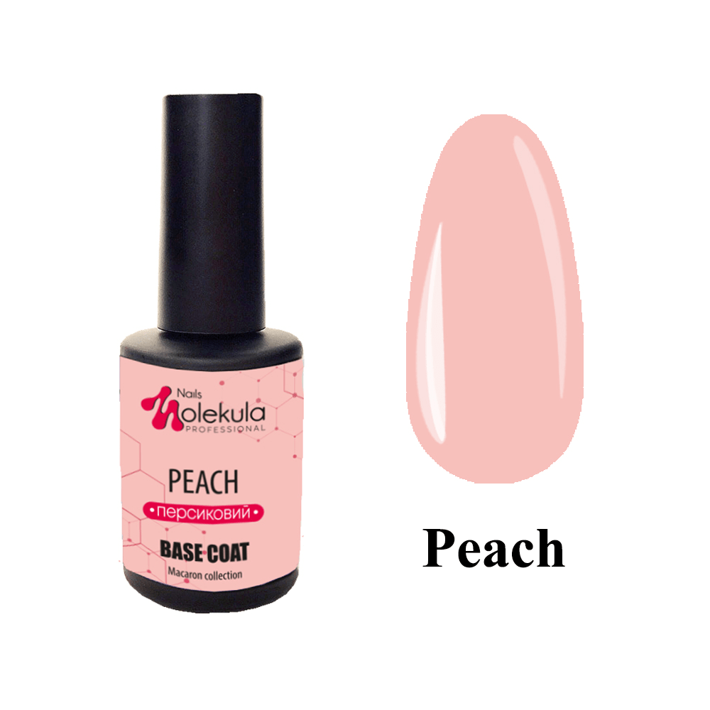 База для гель лаку камуфлювальна Nails Molekula Base Colour Peach (персиковий, емаль), 12 мл
