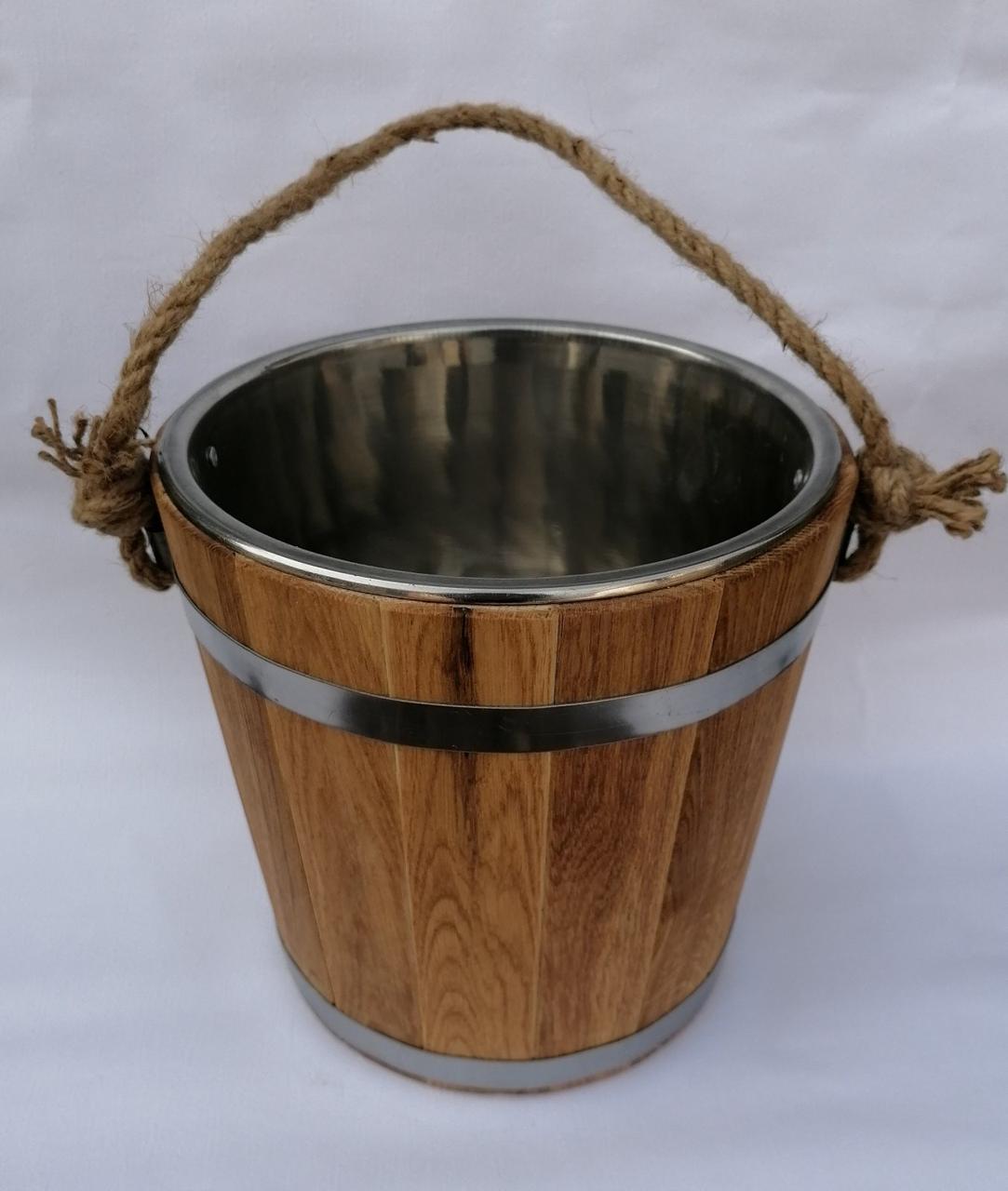 Відро дубове з нержавіючою вставкою 7 літрів, фото 1