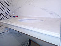 Столешница для ванной из белого мрамора Mugla, мраморные столешницы в ванную под встраиваемую раковину