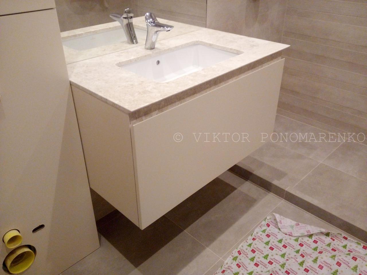 Столешница для ванной из камня мрамора Desert Oasis, мраморные столешницы в ванную под раковину - фото 6 - id-p1149111765