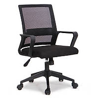 Кресло офисное Даллас пластик сидение ткань черная, спинка сетка черная (СДМ мебель-ТМ)