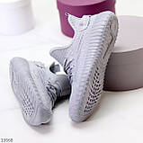 Удобные текстильные тканевые дышащие серые женские кроссовки (обувь женская), фото 3