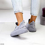 Удобные текстильные тканевые дышащие серые женские кроссовки (обувь женская), фото 4