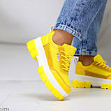 Ультра модные люксовые желтые женские кроссовки сникерсы на платформе (обувь женская), фото 5