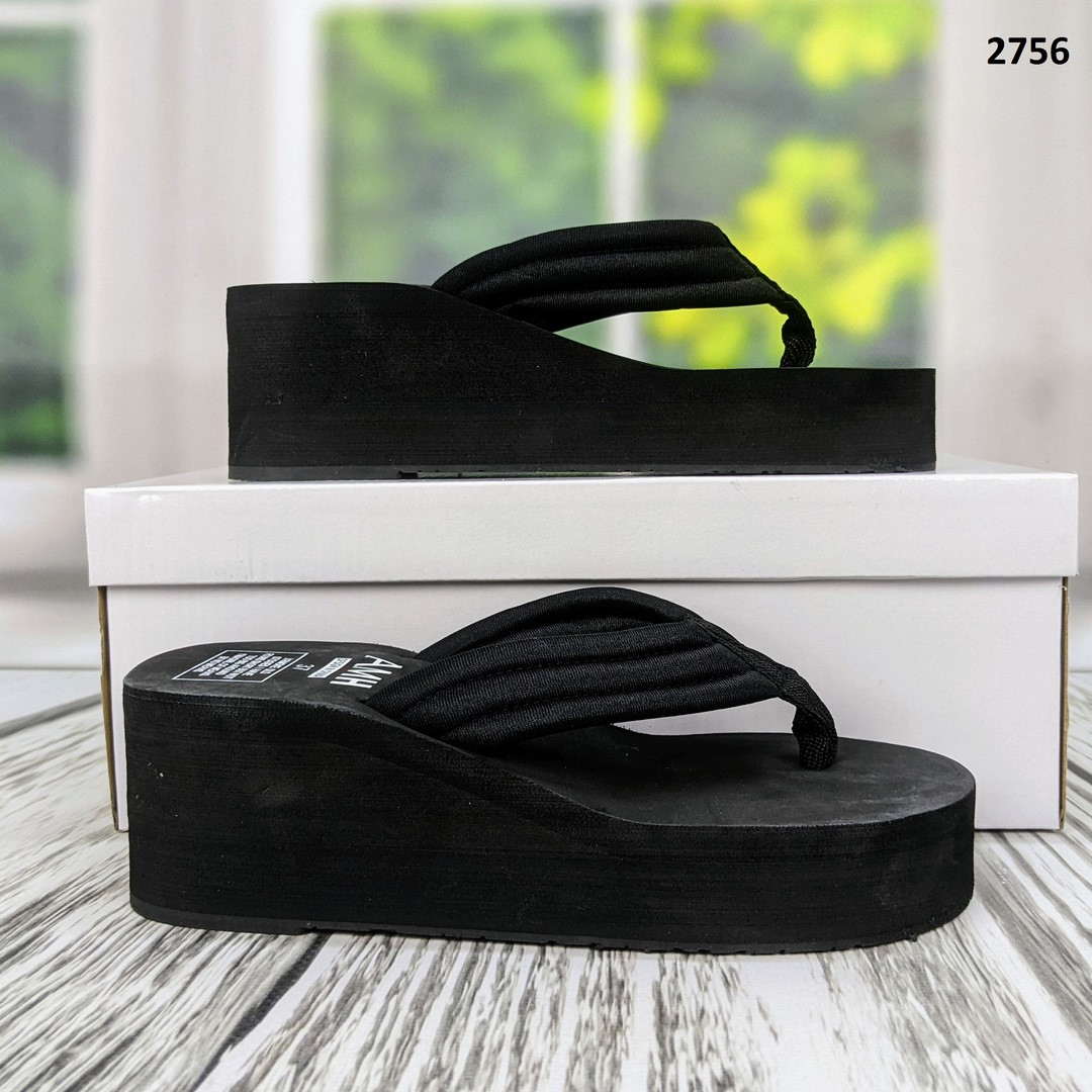 В'єтнамки чорного кольору м'які на великій платформі "АМН" 2756