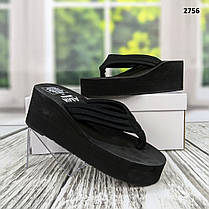 В'єтнамки чорного кольору м'які на великій платформі "АМН" 2756, фото 5