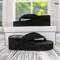 В'єтнамки чорного кольору м'які на великій платформі "АМН" 2756, фото 3