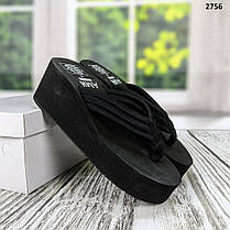 В'єтнамки чорного кольору м'які на великій платформі "АМН" 2756, фото 2