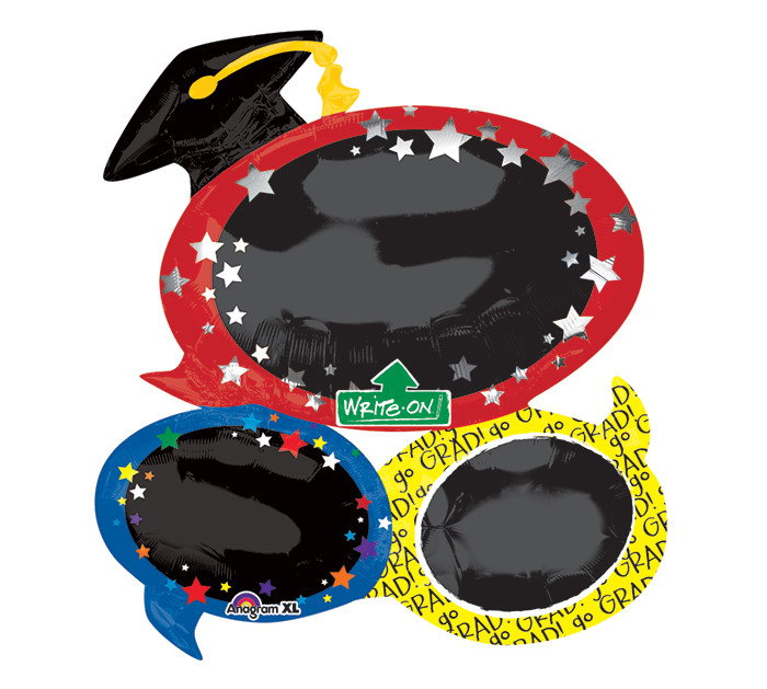 A 29" Jumbo Grad Bubble Chalkboard Balloon Packaged. Фольговані кулі на випускній. В УП