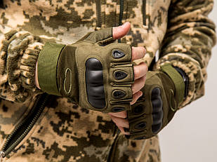 Тактичні рукавички Відкриті безпалі кольори олива або чорний розміри M, L ,ХL