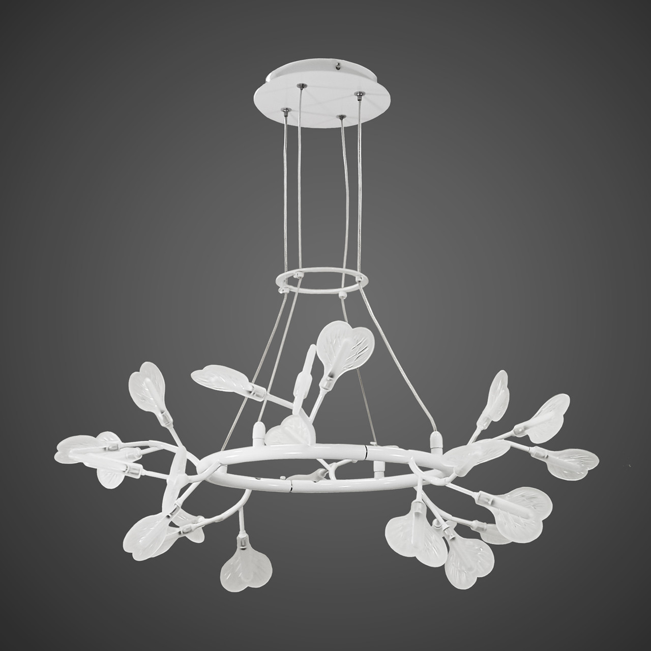 Белая современная люстра "Лепестки" на 24 лампы (918-LP271-24 WH+CL ...