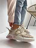Кросівки жіночі шкіряні бежеві кроси демісезонні високі на весну спортивні повсякденні, фото 7