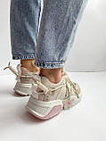Кросівки жіночі шкіряні бежеві кроси демісезонні високі на весну спортивні повсякденні, фото 8