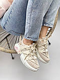 Кросівки жіночі шкіряні бежеві кроси демісезонні високі на весну спортивні повсякденні, фото 9