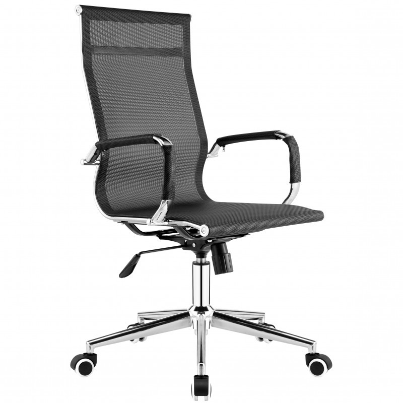 Кресло офисное Невада хром механизм Tilt сетка черная (СДМ мебель-ТМ) - фото 1 - id-p1605766736