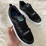 Кросівки Lacoste кеди чоловічі чорні на білій підошві демісезонні повсякденні стильні, фото 2