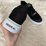 Кросівки Lacoste кеди чоловічі чорні на білій підошві демісезонні повсякденні стильні, фото 3