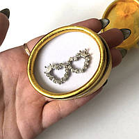 Сережки "Срібні сердечка з короною і камінням фіаніти" - стильний подарунок дівчині в оригінальному пакованні