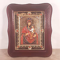 Икона Черниговская Пресвятая Богородица, лик 10х12 см, в темном деревянном киоте с камнями