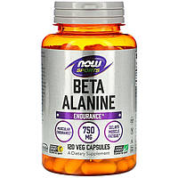 Бета-аланин NOW Foods, Sports "Beta-Alanine" мышечная выносливость, 750 мг (120 капсул)