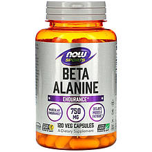 Бета-аланін NOW Foods, Sports "Beta-Alanine" м'язова витривалість, 750 мг (120 капсул)