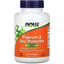 Екстракт пальми сереноа й африканської сливи NOW Foods "Pygeum&Saw Palmetto" (120 гелевих капсул)
