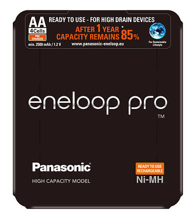 4 * Акумулятор AA/R6 1.2V Ni-Mn "Panasonic Eneloop PRO BK-3HCDE 2500 mAh" (blister), фото 2